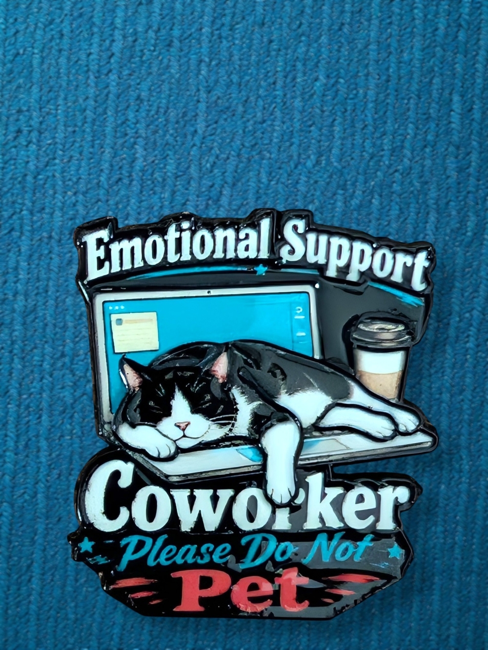 Emotional Support Coworker Pin - Black & Blue